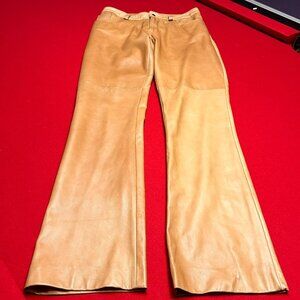 Light Saddle Leather Jean-Style Pants | Vintage | Size M–L (See Measurements)